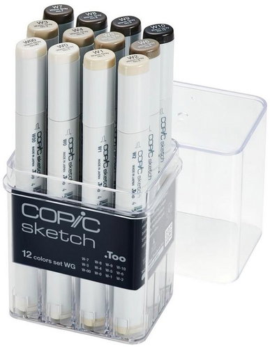 COPIC Sketch double-sided Brush Chisel 12 pcs grey Warm - Marker - Main image