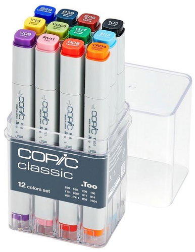 COPIC Classic oboustranné Fine Chisel 12 ks základní - Popisovač - Hlavní obrázek