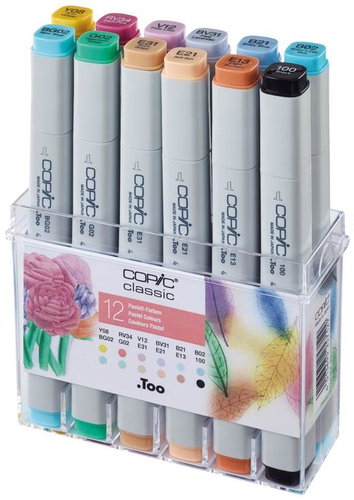 COPIC Classic double-sided Fine Chisel 12 pcs pastel tones - Marker - Main image