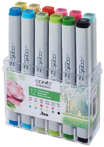 COPIC Classic double-sided Fine Chisel 12 pcs spring tones - Marker - Main image