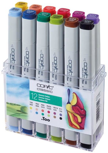COPIC Classic oboustranné Fine Chisel 12 ks letní tóny - Popisovač - Hlavní obrázek