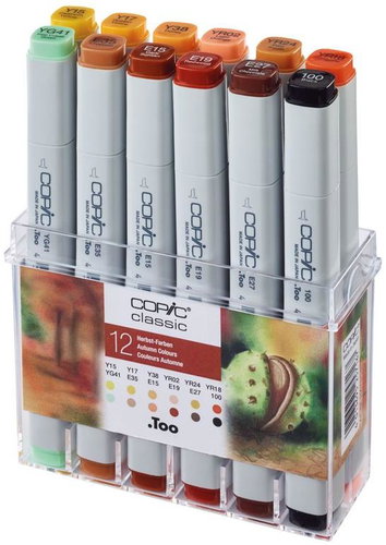 COPIC Classic double-sided Fine Chisel 12 pcs autumn tones - Marker - Main image