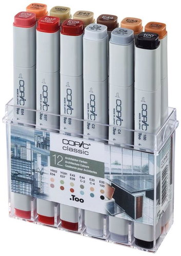 COPIC Classic double-sided Fine Chisel 12 pcs for architecture - Marker - Main image