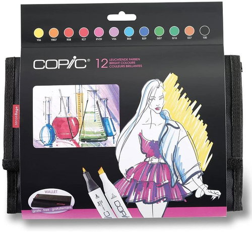 COPIC Classic double-sided Fine Chisel 12 pcs clear tones in pencil case - Marker - Main image