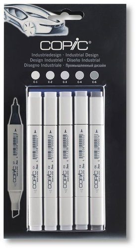 COPIC Classic double-sided Fine Chisel 5 pcs grey - Marker - Main image