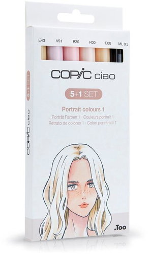 COPIC Ciao double-sided Brush Chisel 5+1 pcs skin tones A - Marker - Main image