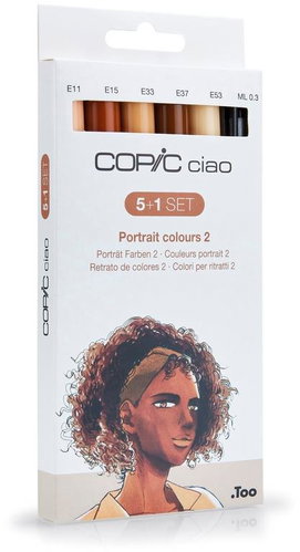 COPIC Ciao double-sided Brush Chisel 5+1 pcs skin tones B - Marker - Main image