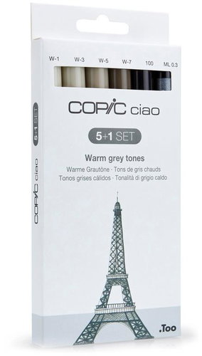 COPIC Ciao Reversible Brush Chisel 5+1 pcs grey Warm - Marker - Main image