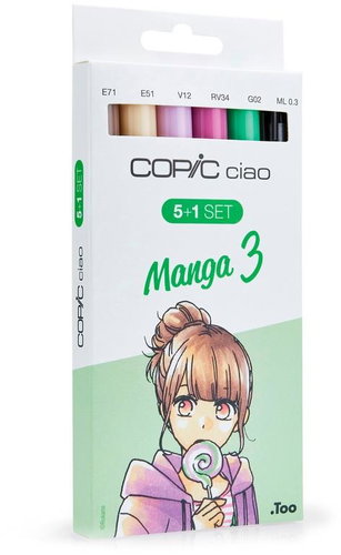 COPIC Ciao Double Sided Brush Chisel 5+1 pcs Manga 3 - Marker - Main image