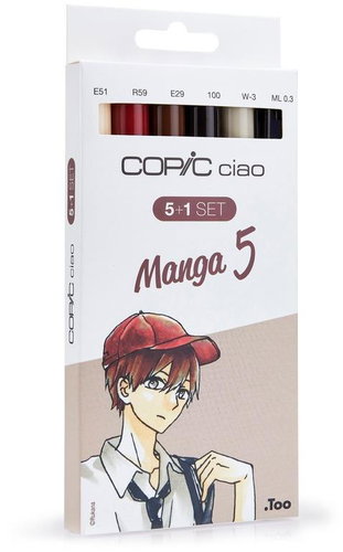 COPIC Ciao Double Sided Brush Chisel 5+1 pcs Manga 5 - Marker - Main image