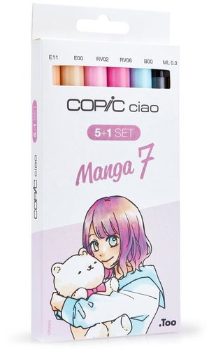 COPIC Ciao double-sided Brush Chisel 5+1 pcs Manga 7 - Marker - Main image
