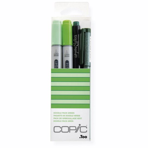 COPIC Ciao Reversible Brush Chisel 2+2 pcs Doodle Kit green - Marker - Main image