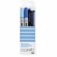 COPIC Ciao Reversible Brush Chisel 2+2 pcs Doodle Kit blue - Markers