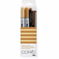 COPIC Ciao Reversible Brush Chisel 2+2 pcs Doodle Kit brown - Marker