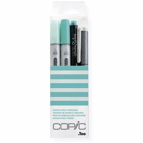 COPIC Ciao Reversible Brush Chisel 2+2 pcs Doodle Kit turquoise - Marker - Main image