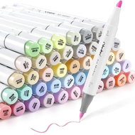OHUHU double-sided Brush Chisel 48 pcs pastel nr.1 + blender - Markers