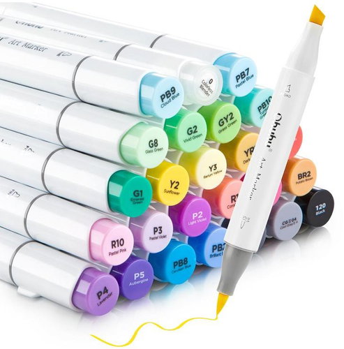 OHUHU double-sided Brush Chisel 24 pcs basic + blender - Marker - Main image