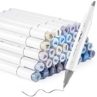 OHUHU double-sided Brush Chisel 36 pcs grey + blender - Markers