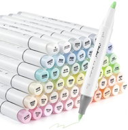 OHUHU double-sided Brush Chisel 48 pcs pastel nr.2 + blender - Markers