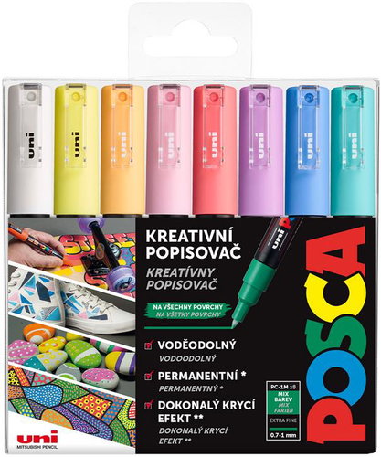 UNI Posca 1M, 8 db, pasztell - Filctoll készlet - Fő fotó