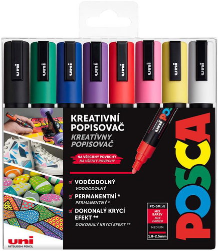 UNI Posca 5M 8 pcs basic - Markers - Main image