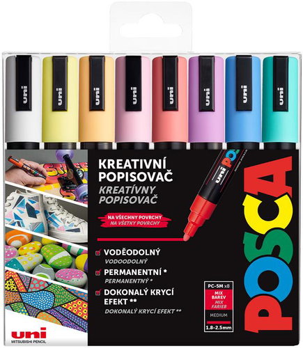 UNI Posca 5M 8 pcs pastel - Markers - Main image