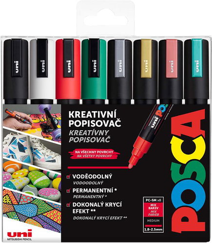 UNI Posca 5M 8 pcs Christmas tones - Markers - Main image