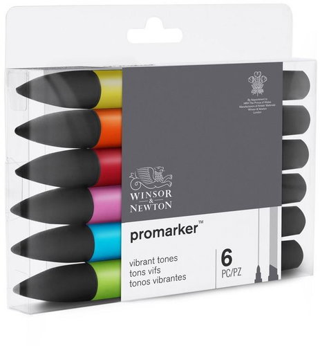 WINSOR NEWTON double-sided Fine Chisel 6 pcs Vibrant tones - Marker - Main image