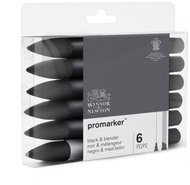 WINSOR NEWTON double-sided Fine Chisel 6 pcs Black + blender - Marker