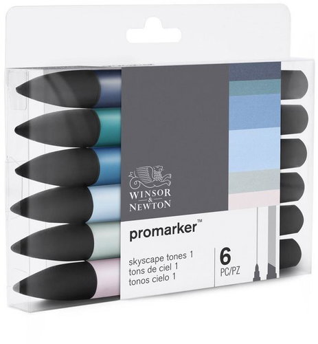 WINSOR NEWTON oboustranné Fine Chisel 6 ks Skyscape - Popisovač - Hlavní obrázek