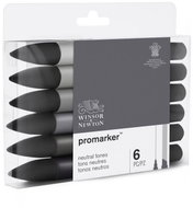 WINSOR NEWTON double-sided Fine Chisel 6 pcs Natural tones - Marker