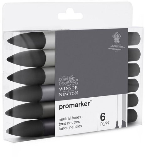 WINSOR NEWTON double-sided Fine Chisel 6 pcs Natural tones - Marker - Main image