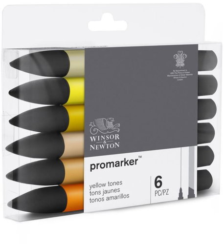 WINSOR NEWTON double-sided Fine Chisel 6 pcs Yellow tones - Marker - Main image