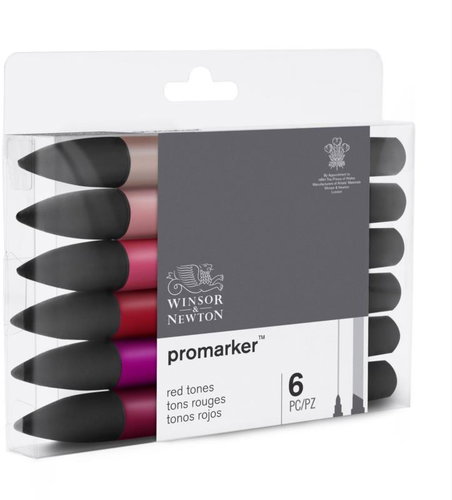 WINSOR NEWTON double-sided Fine Chisel 6 pcs Red tones - Marker - Main image