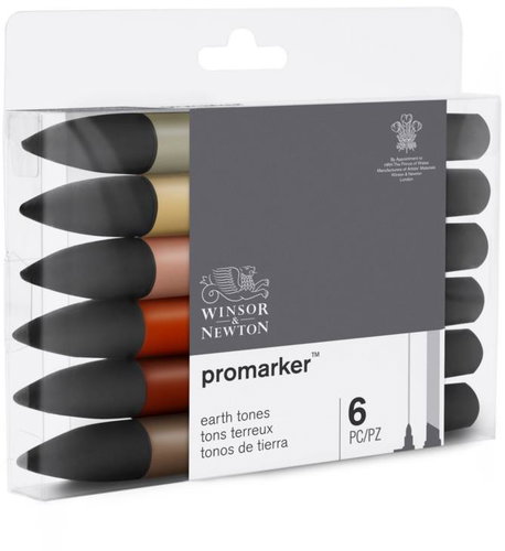 WINSOR NEWTON double-sided Fine Chisel 6 pcs Earth tones - Marker - Main image