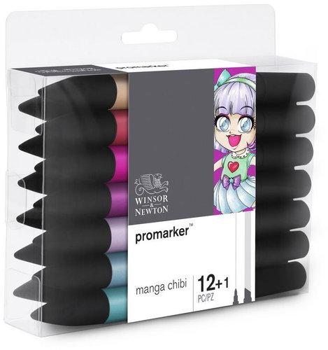 WINSOR NEWTON reversible Fine Chisel 12+1 pcs Manga Chibi - Marker - Main image