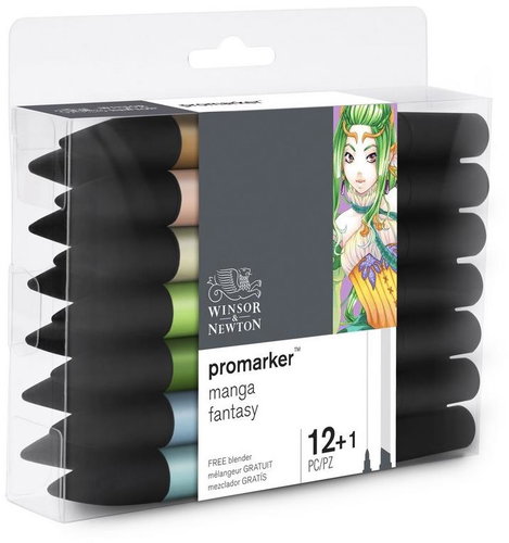 Winsor NEWTON double-sided Fine Chisel 12+1 pcs Manga Fantasy - Marker - Main image