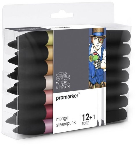 Winsor NEWTON double-sided Fine Chisel 12+1 pcs Manga Steampunk - Marker - Main image