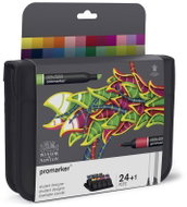 WINSOR NEWTON double-sided Fine Chisel 24+1 pcs Student designer set in pencil case - Markers
