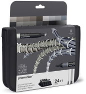 WINSOR NEWTON double-sided Fine Chisel 24+1 pcs Black and grey in pencil case - Markers