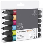 WINSOR NEWTON double-sided Brush Chisel 6 pcs Mid tones - Markers