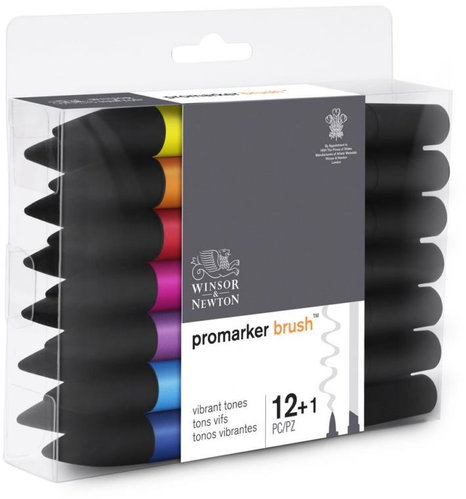 WINSOR NEWTON double-sided Brush Chisel 12+1 pcs Vibrant tones - Markers - Main image