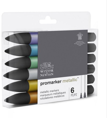 WINSOR NEWTON double-sided Fine Round 6 pcs Metallic - Markers - Main image