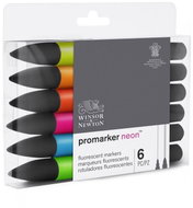 WINSOR NEWTON double-sided Fine Round 6 pcs Neon - Markers