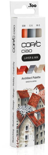 COPIC Ciao double-sided Brush Chisel 3 pcs Architect Palette - Marker - Main image