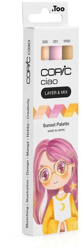 COPIC Ciao oboustranné Brush Chisel 3 ks Sunset Palette - Popisovač - Hlavní obrázek