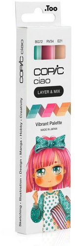 COPIC Ciao Double Sided Brush Chisel 3 pcs Vibrant Palette - Marker - Main image
