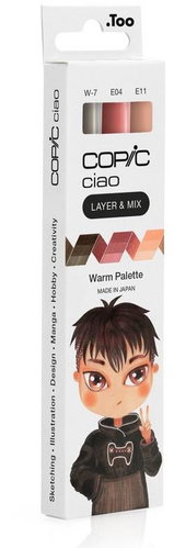 COPIC Ciao Double Sided Brush Chisel 3 pcs Warm Palette - Marker - Main image