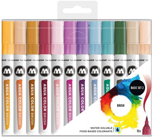 MOLOTOW Aqua colour Brush 12 pcs basic B - Markers - Main image