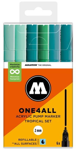MOLOTOW One4All 127HS 2 mm 6 pcs Tropical Set - Felt Tip Pens - Main image